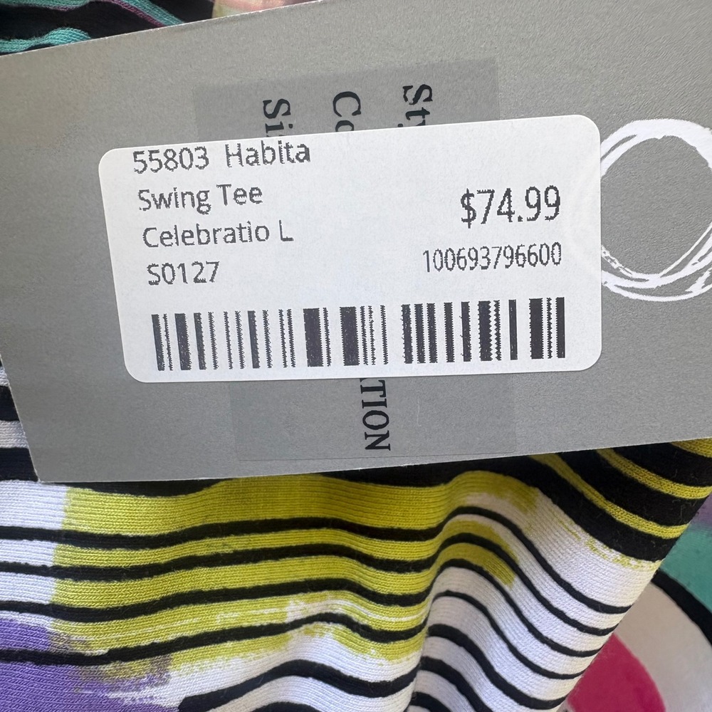 Habitat Swing Tee Size L Multi-Color Abstract Geometric 3/4 Sleeve NWT Artistic - Picture 8 of 10